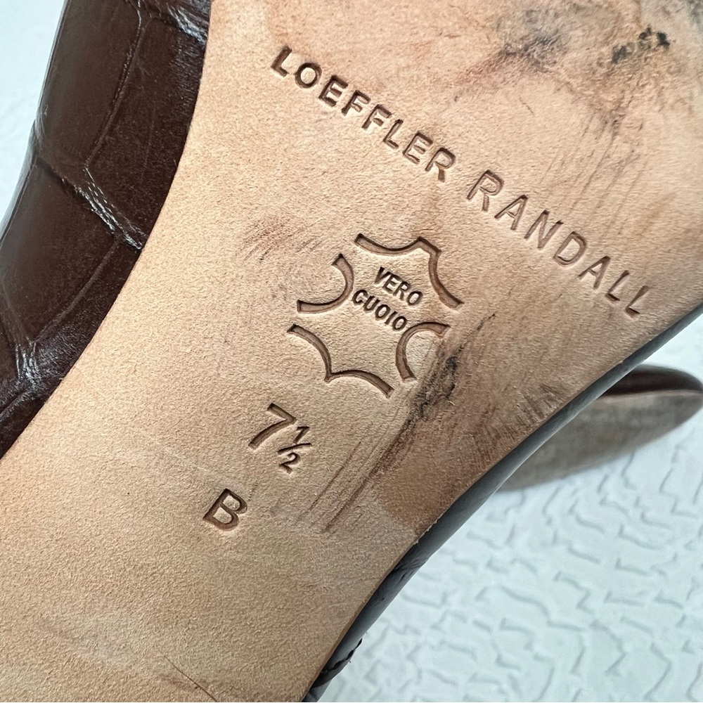 Loeffler Randall Goldy Croc Embossed Tall Boots Brown - Picture 6 of 14